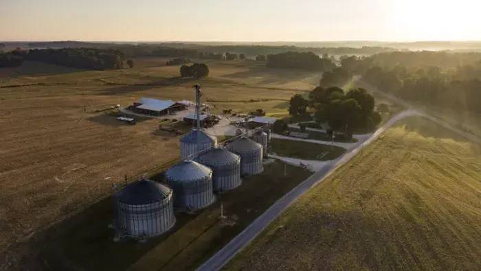 Aerial photo of a farm